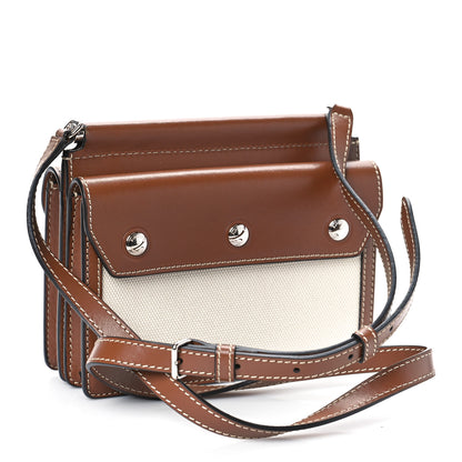 Burberry Smooth Calfskin Canvas Horseferry Print Mini Title Bag with Pocket Natural Malt Brown 3 of 8