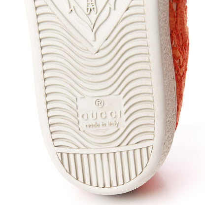 Gucci Lace Crystal Sylvie Web Flower Leaf Womens Ace Sneakers 35.5 Hot Orange Tan Beige 10 of 11