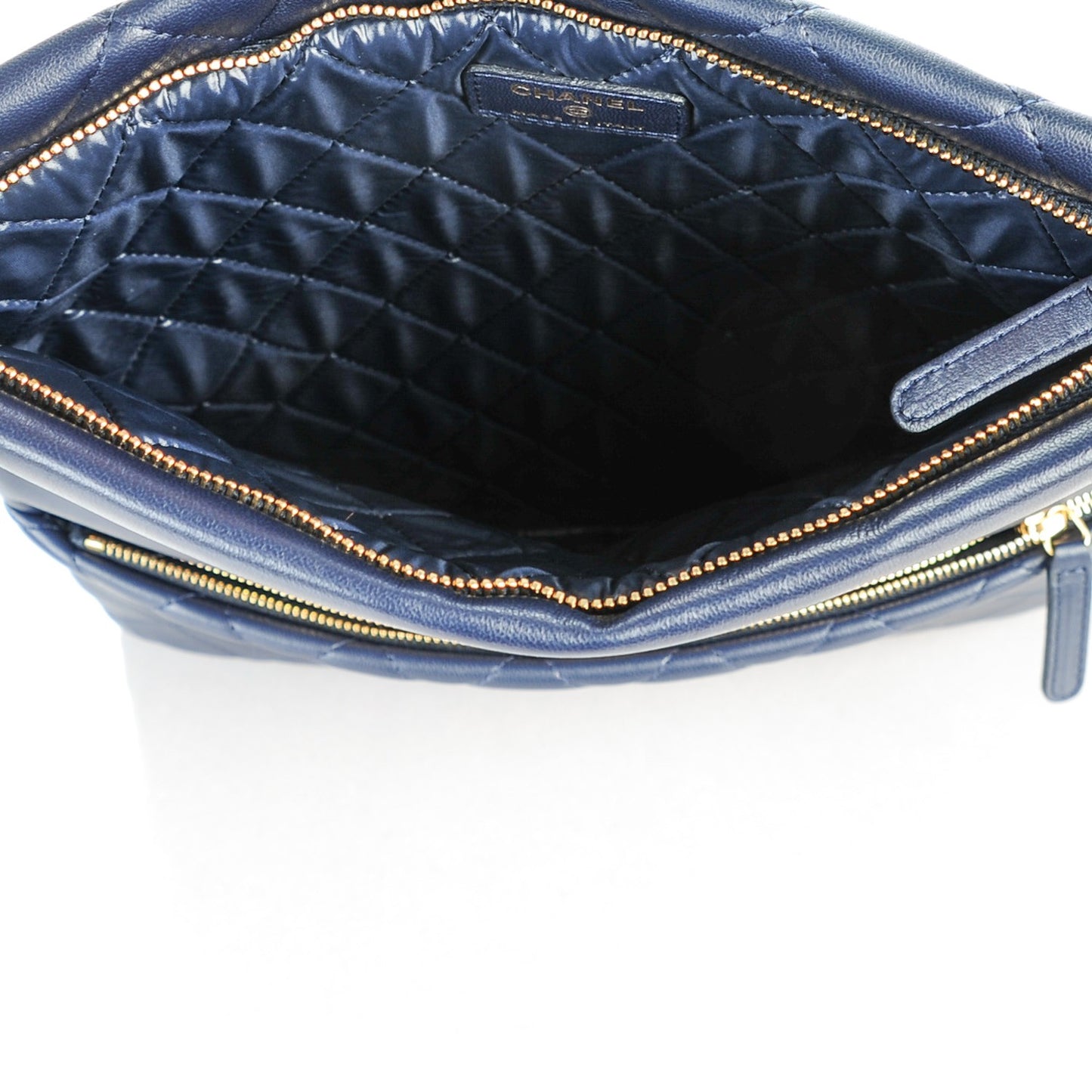 Lambskin Quilted CC Beauty Clutch Navy