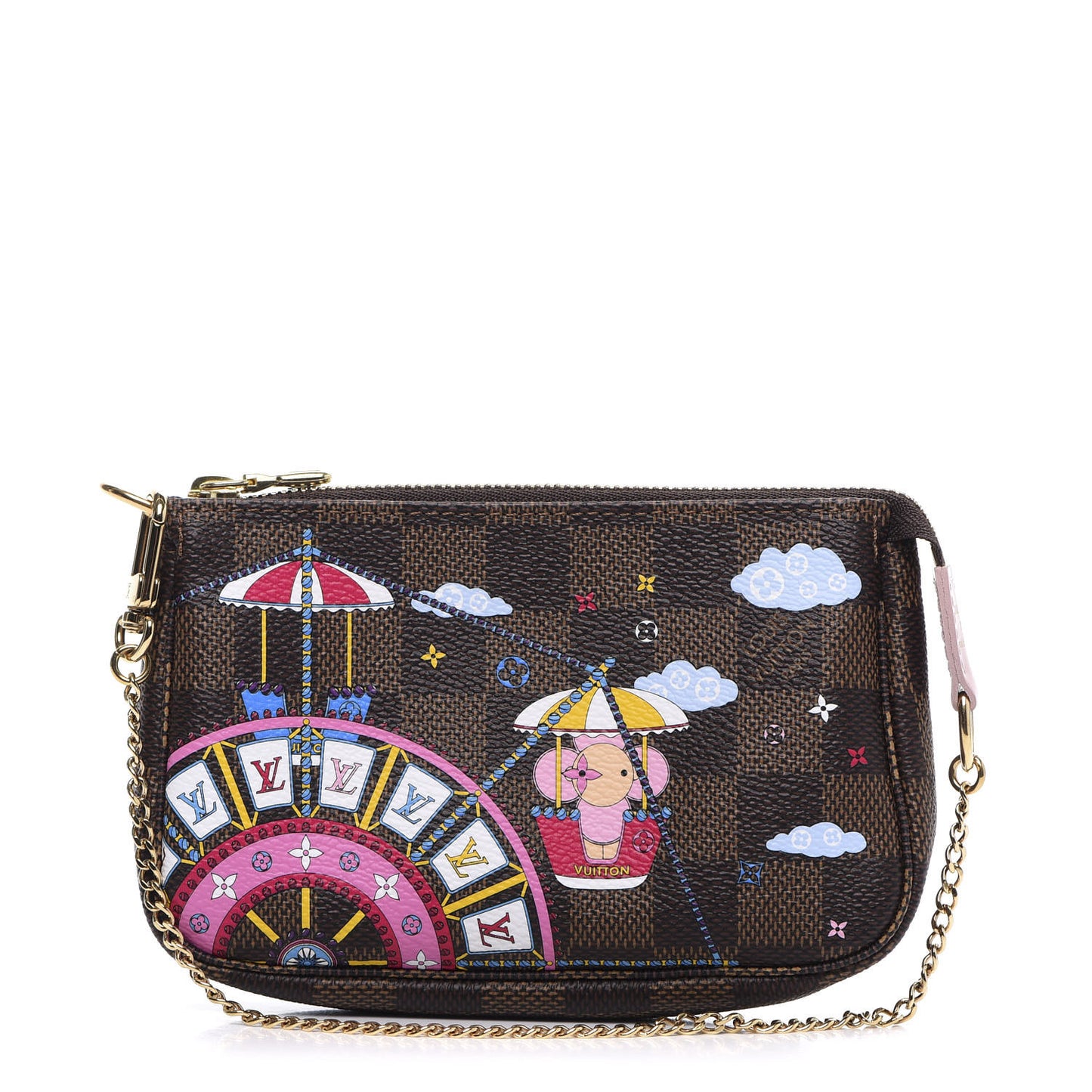 Damier Ebene 2020 Christmas Animation Big Wheel Mini Pochette Accessories Rose Ballerine