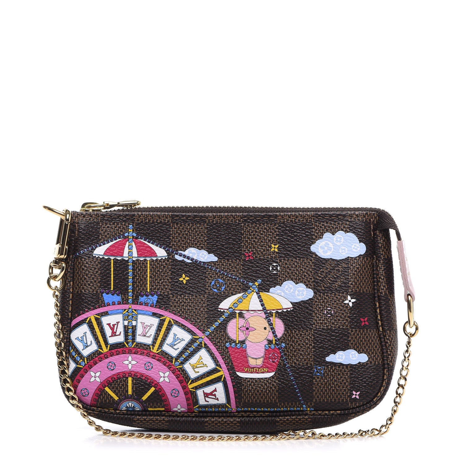 Louis Vuitton Damier Ebene 2020 Christmas Animation Big Wheel Mini Pochette Accessories Rose Ballerine 1 of 9