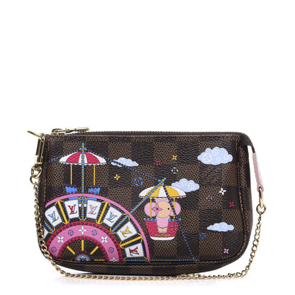 Louis Vuitton Damier Ebene 2020 Christmas Animation Big Wheel Mini Pochette Accessories Rose Ballerine 1 of 9