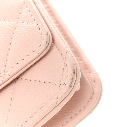 Chanel Caviar Quilted Crystal Enamel CC Wallet On Chain WOC Light Pink 13 of 15