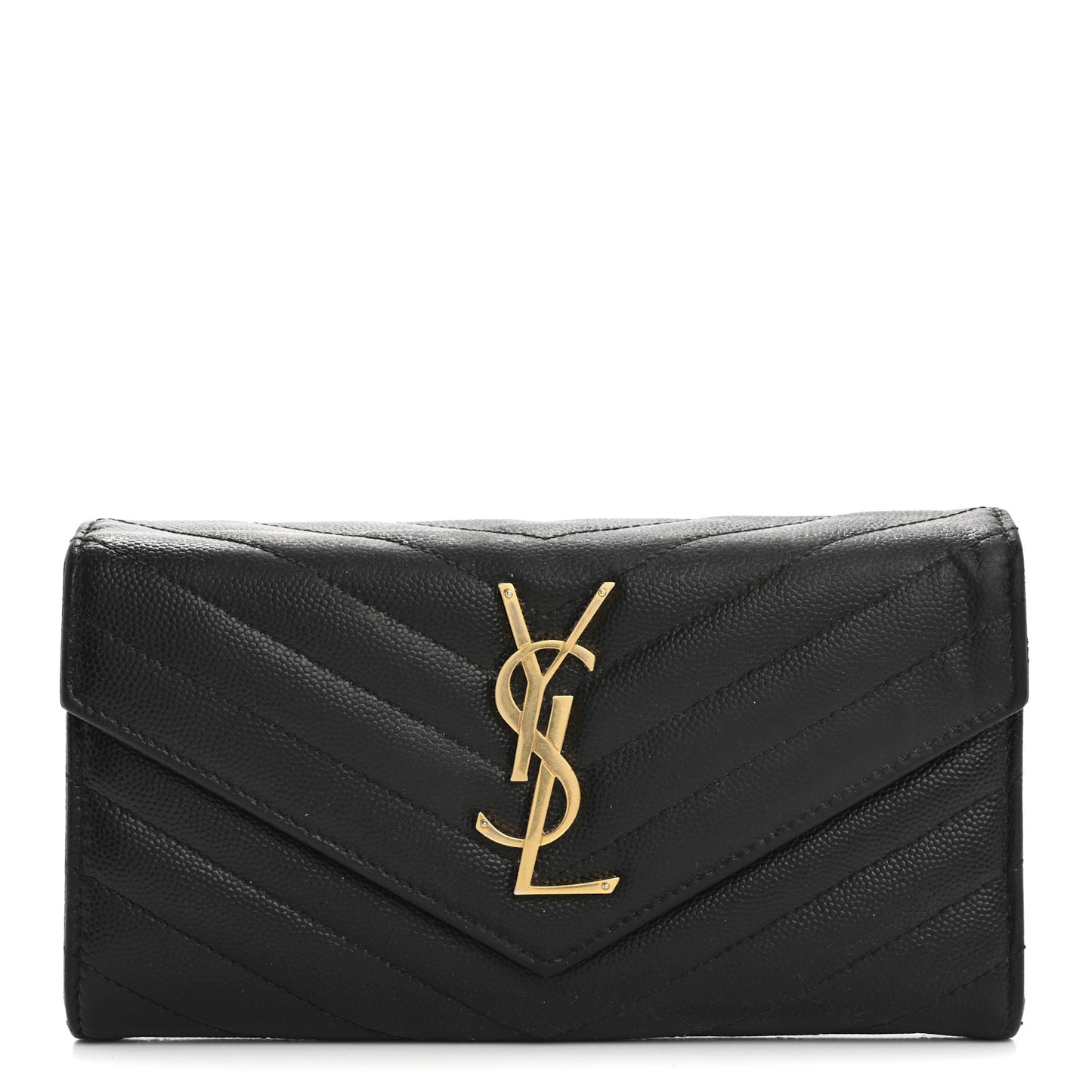 Grain De Poudre Matelasse Chevron Monogram Flap Wallet Black