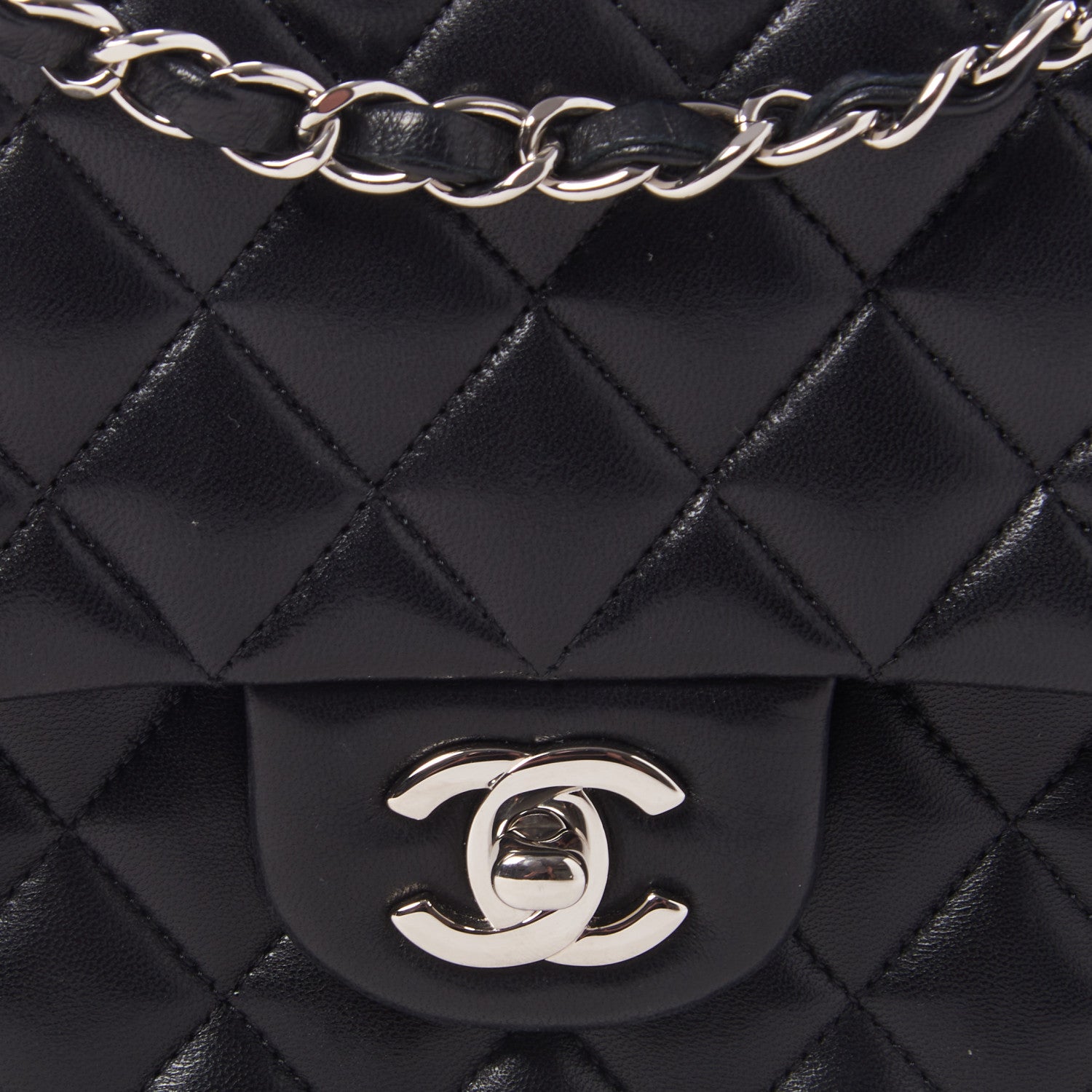 Chanel Lambskin Quilted Medium Double Flap Black 10 of 10