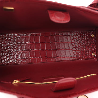 Chanel Calfskin Crocodile Embossed Archetype Small Shopping Tote Burgundy 5 of 11