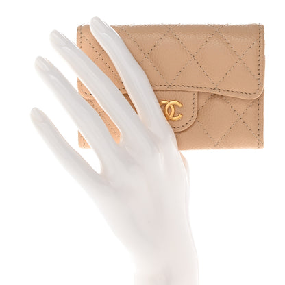 Chanel Caviar Quilted Flap Card Holder Wallet Light Beige 2 of 8