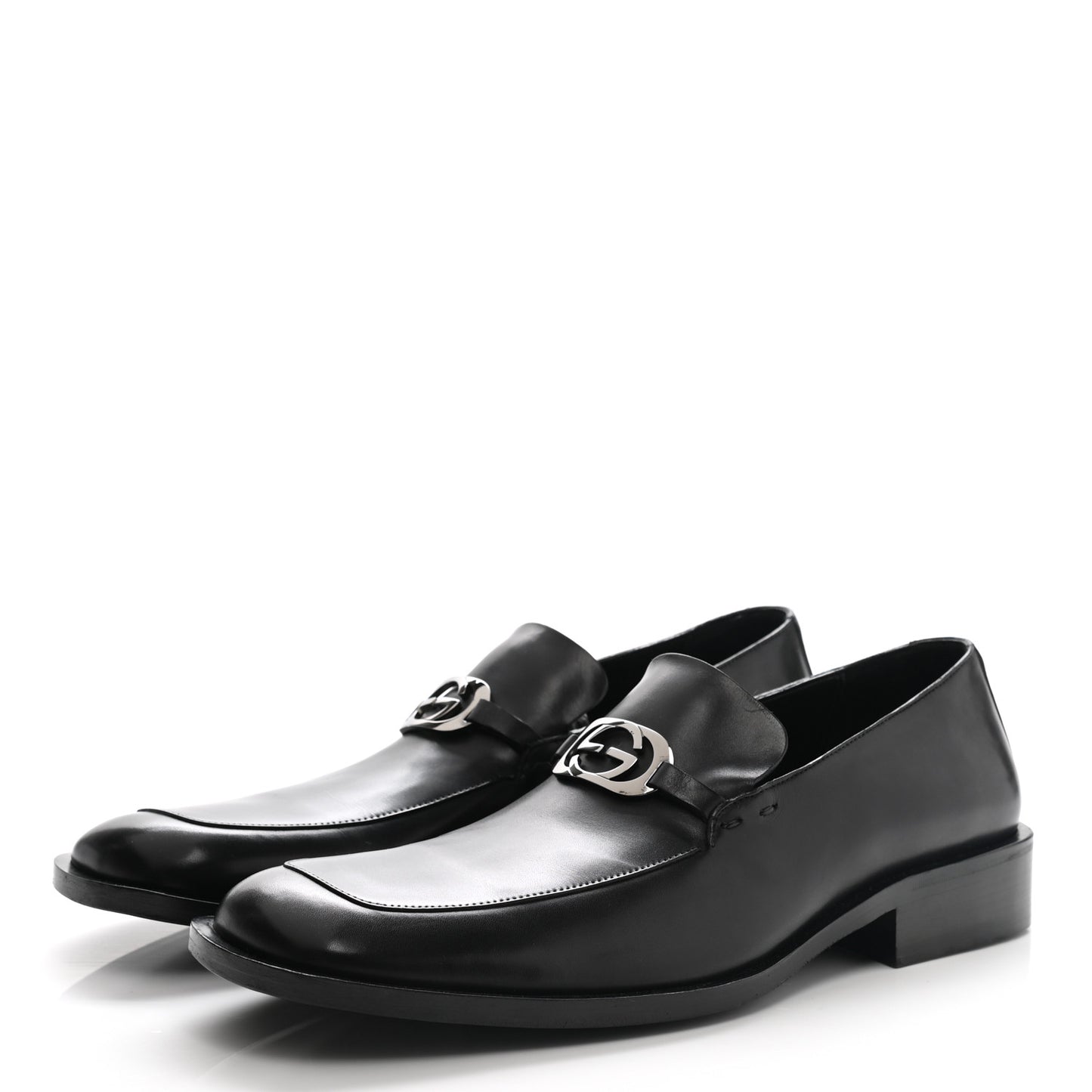 Calfskin Interlocking G Mens Loafers 10 Black