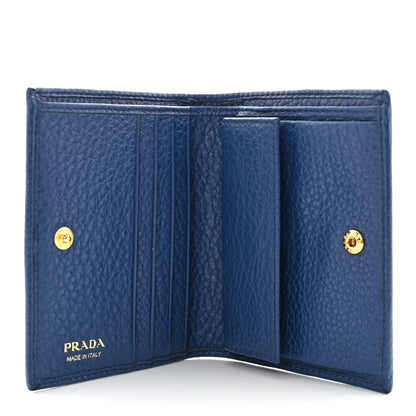 Prada Vitello Daino Small Bi-Fold Wallet Bluette 5 of 10