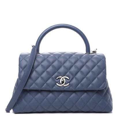 Chanel Caviar Quilted Small Coco Handle Flap Blue 1 of 9