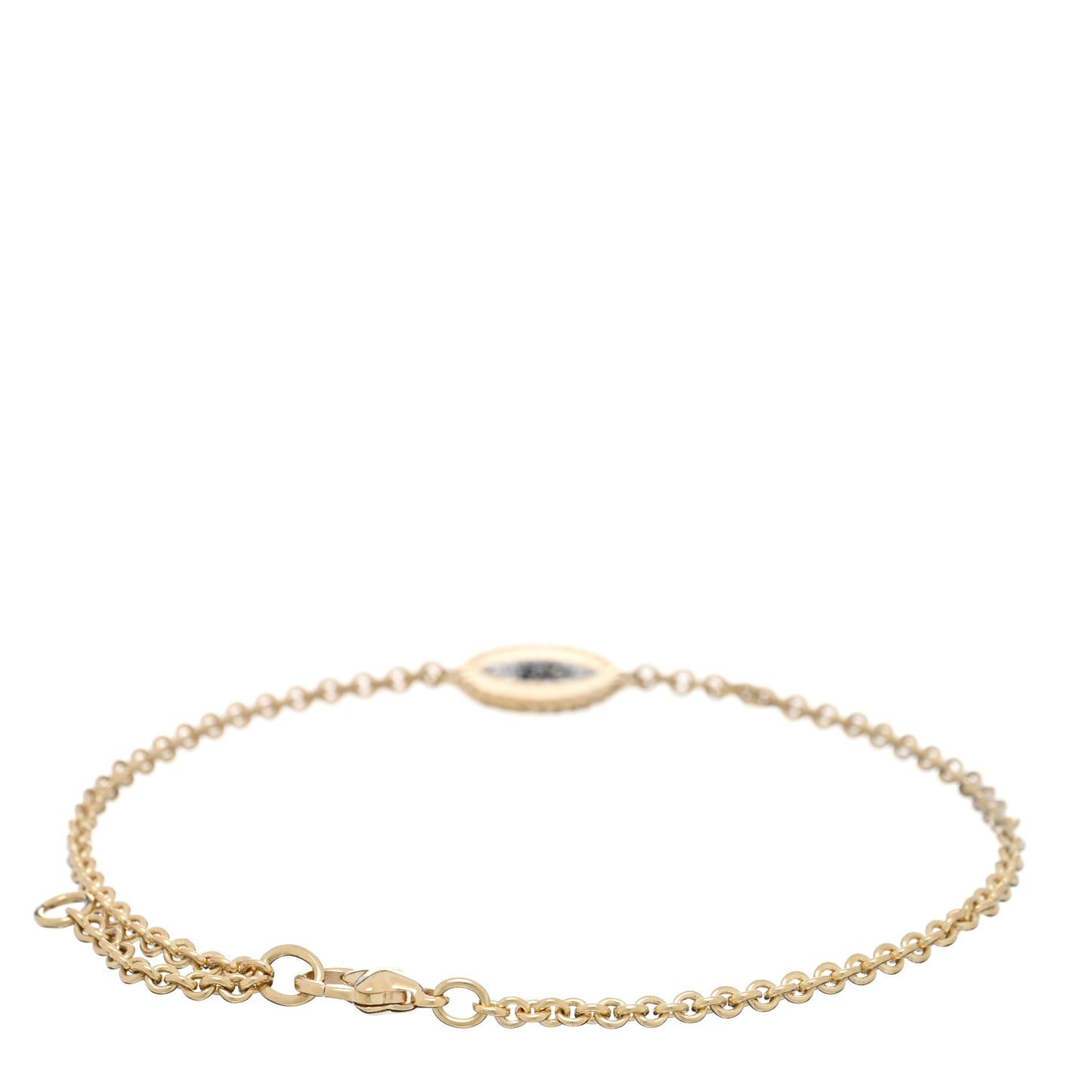 18K Yellow Gold Diamond Blue Sapphire Cable Collectibles Evil Eye Bracelet
