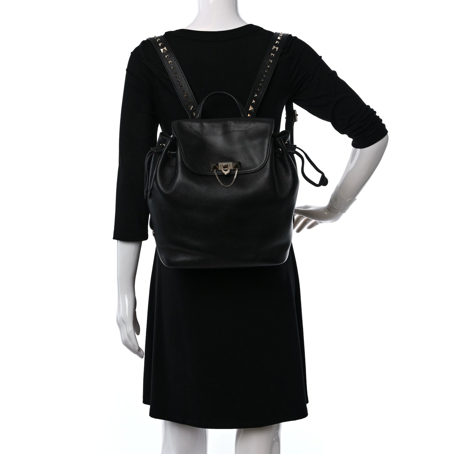 Vitello Rockstud Demilune Backpack Black