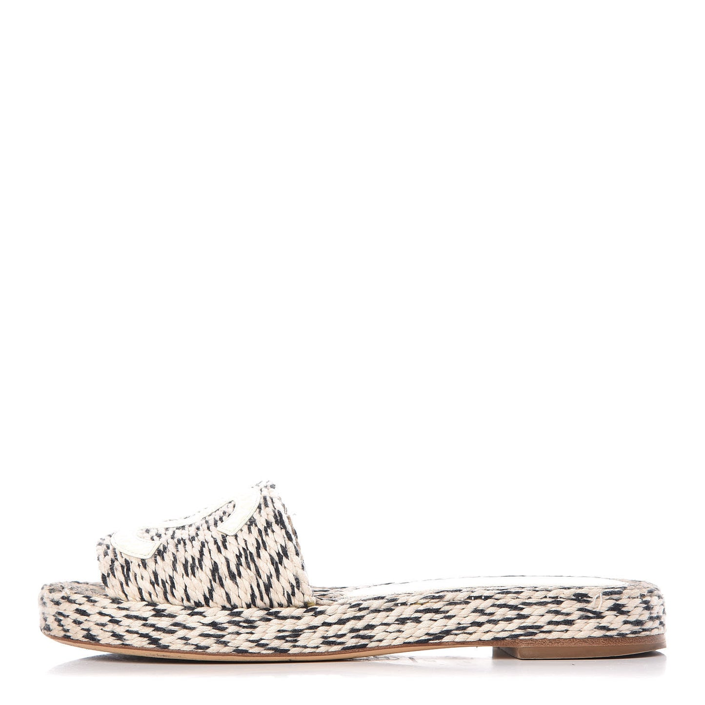Cord CC Espadrille Slip On Sandals 38 Beige Black