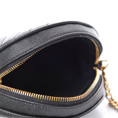 Saint Laurent Grain De Poudre Matelasse Chevron Quilted Round Vinyle Camera Bag Black 5 of 12