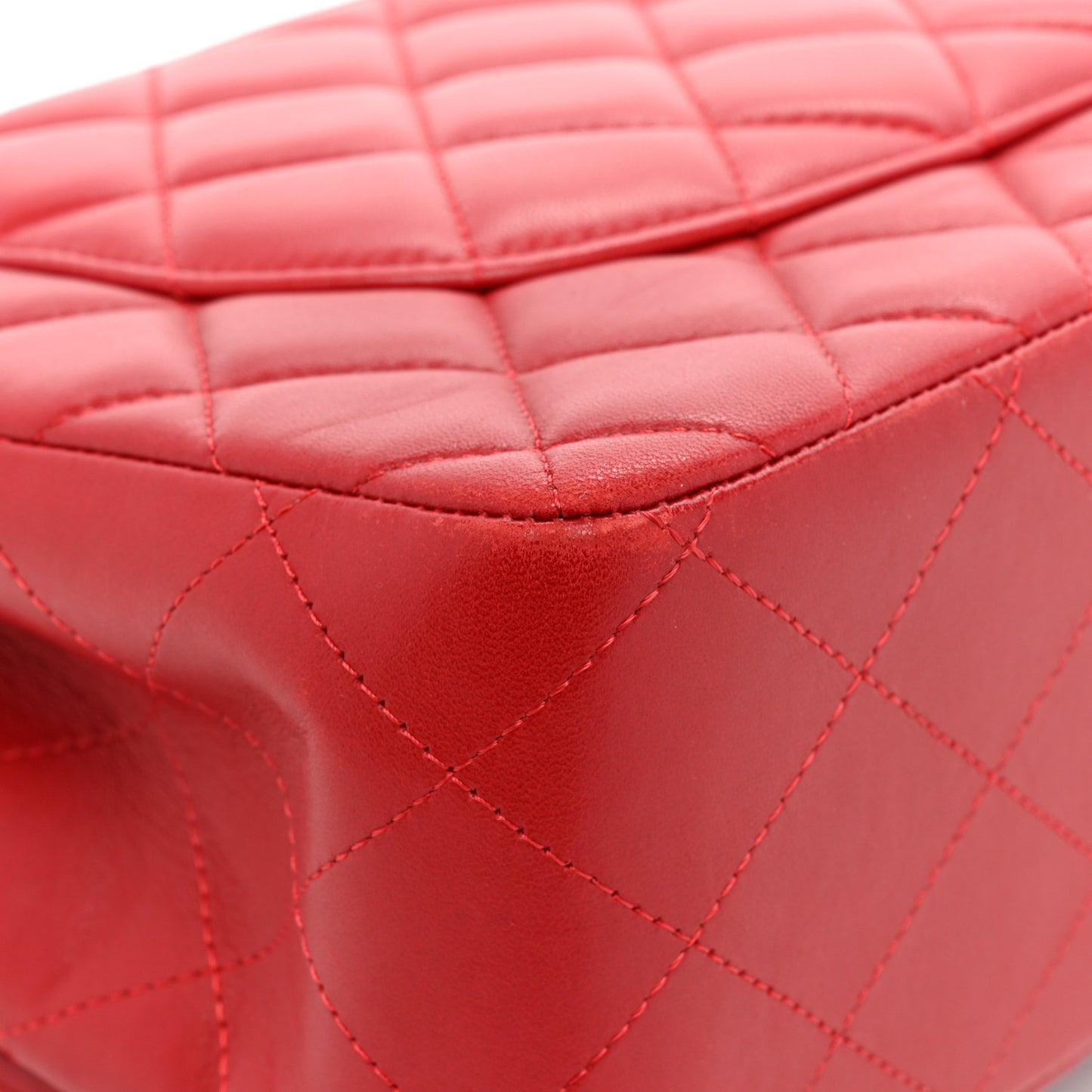 Lambskin Quilted Jumbo Double Flap Red