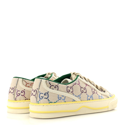 Gucci Canvas Lame Crystal GG Monogram Womens 1977 Tennis Sneakers 36 Gardenia Silver Mystic White 5 of 12