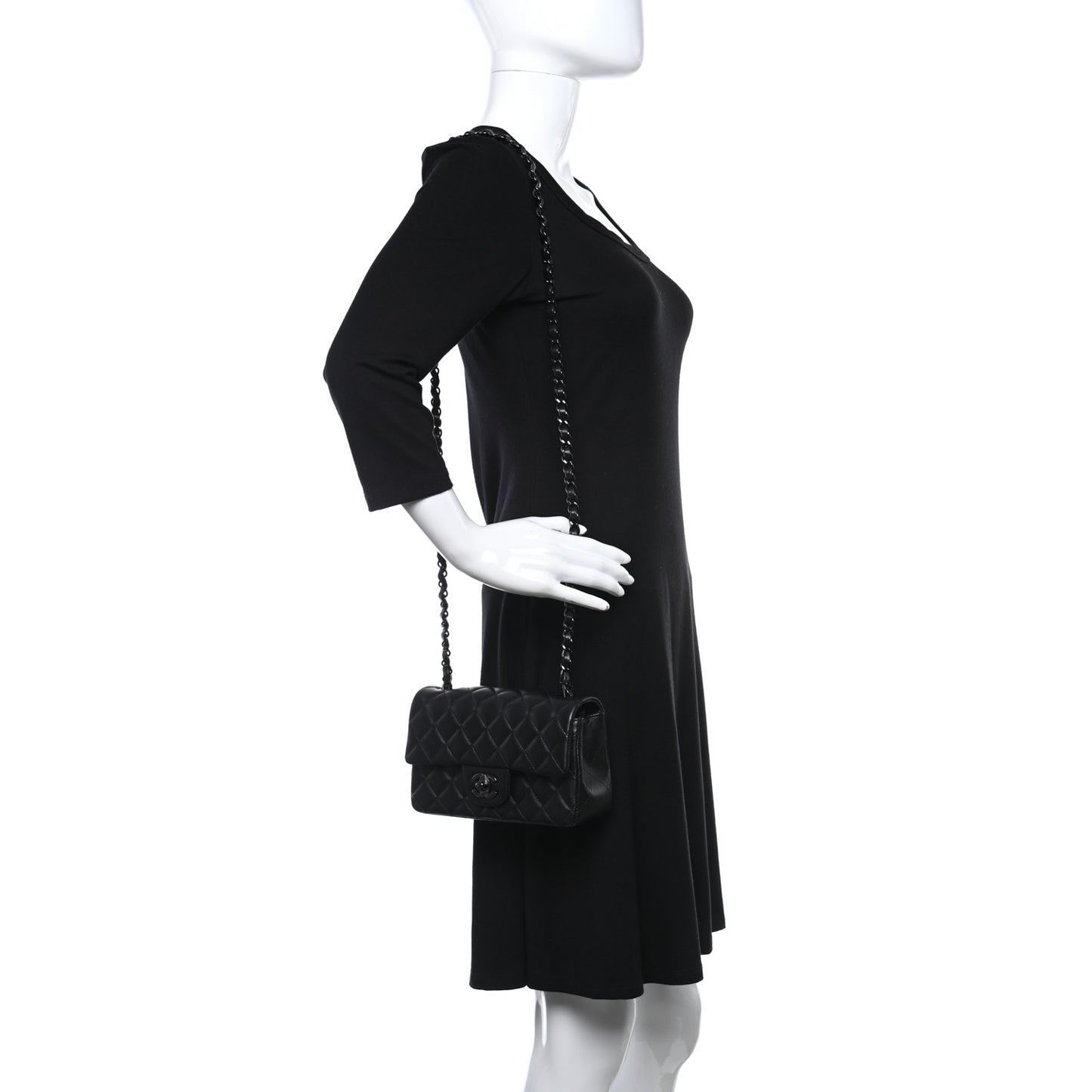 Lambskin Quilted Mini Rectangular Flap So Black