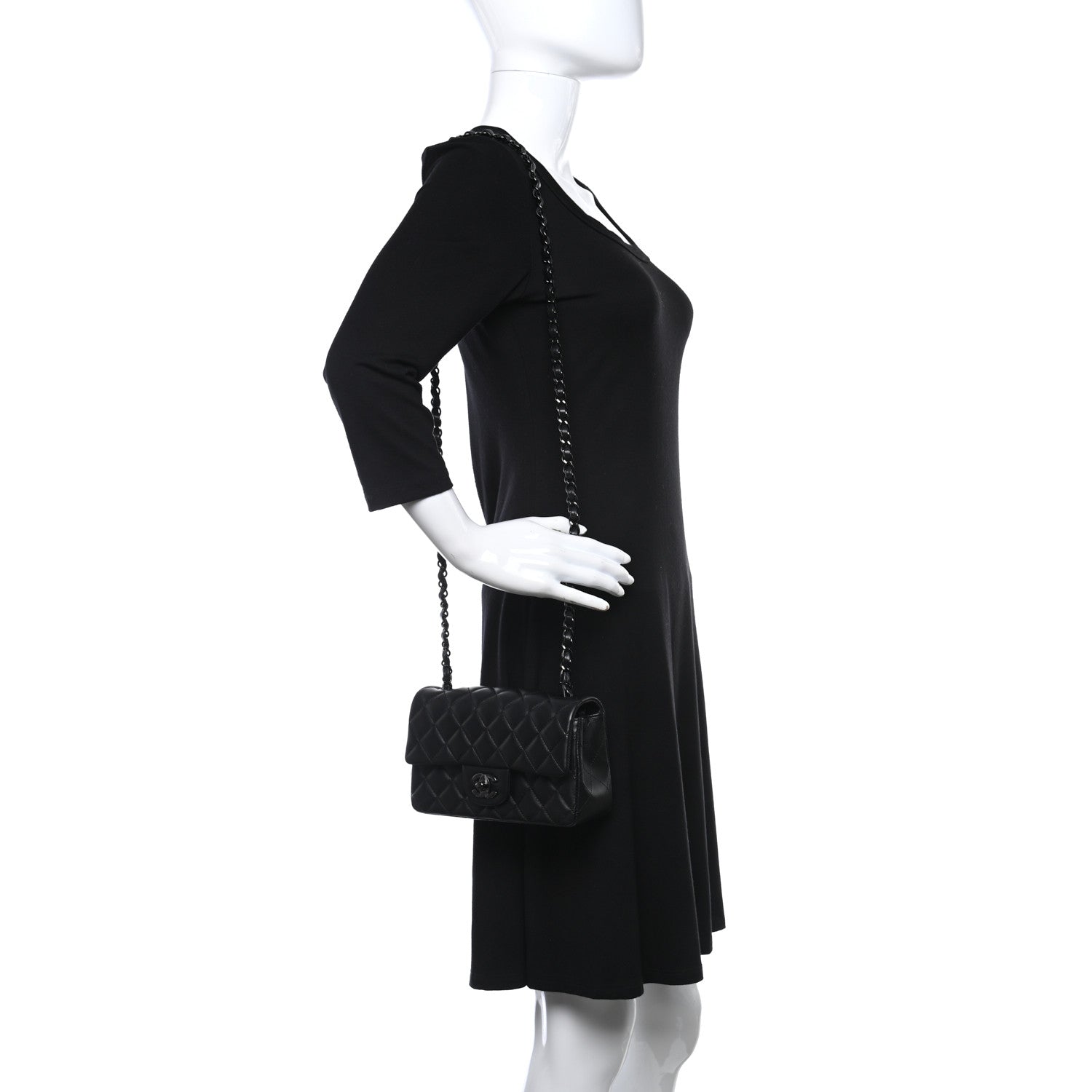 Chanel Lambskin Quilted Mini Rectangular Flap So Black 2 of 9