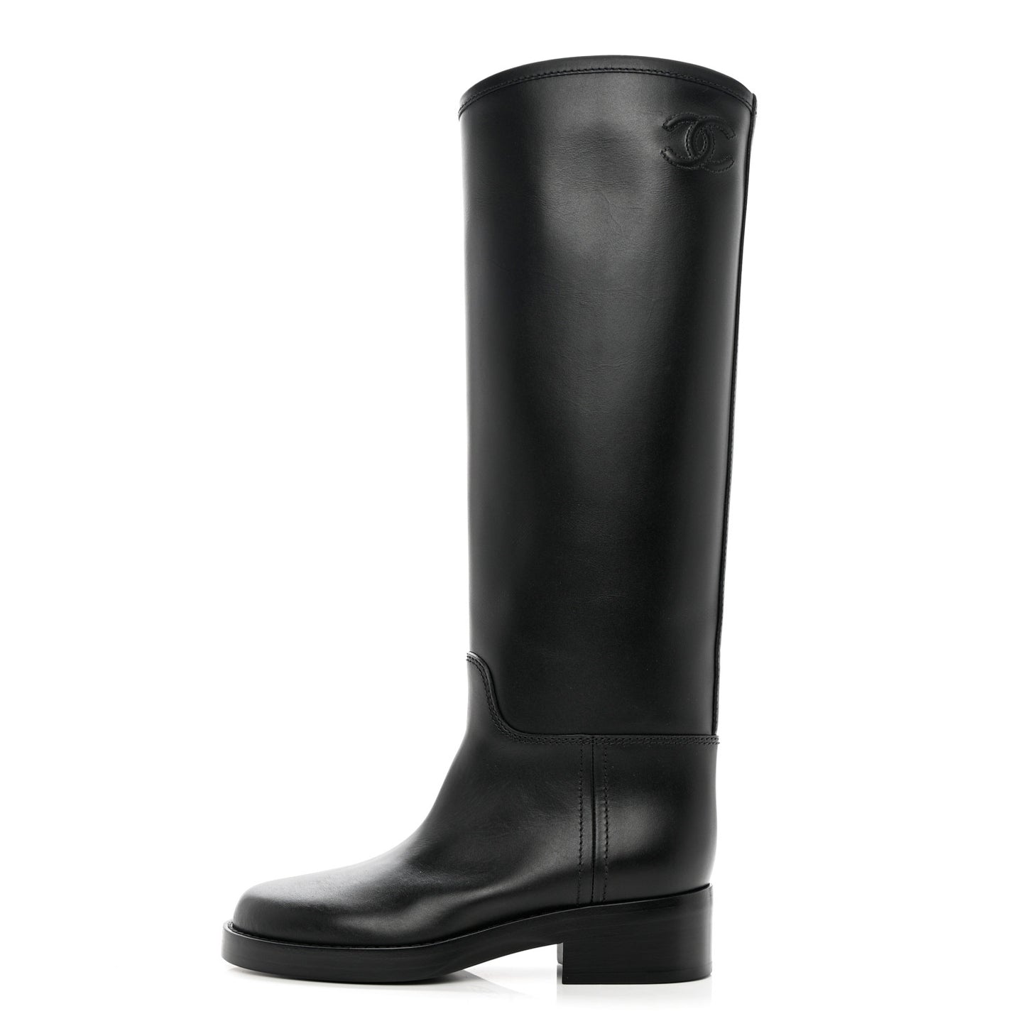 Calfskin CC High Boots 35 Black