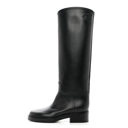 Chanel Calfskin CC High Boots 35 Black 1 of 9