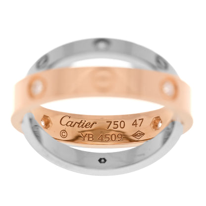 Cartier 18K Pink White Gold 6 Diamond LOVE Ring 47 4.25 6 of 7