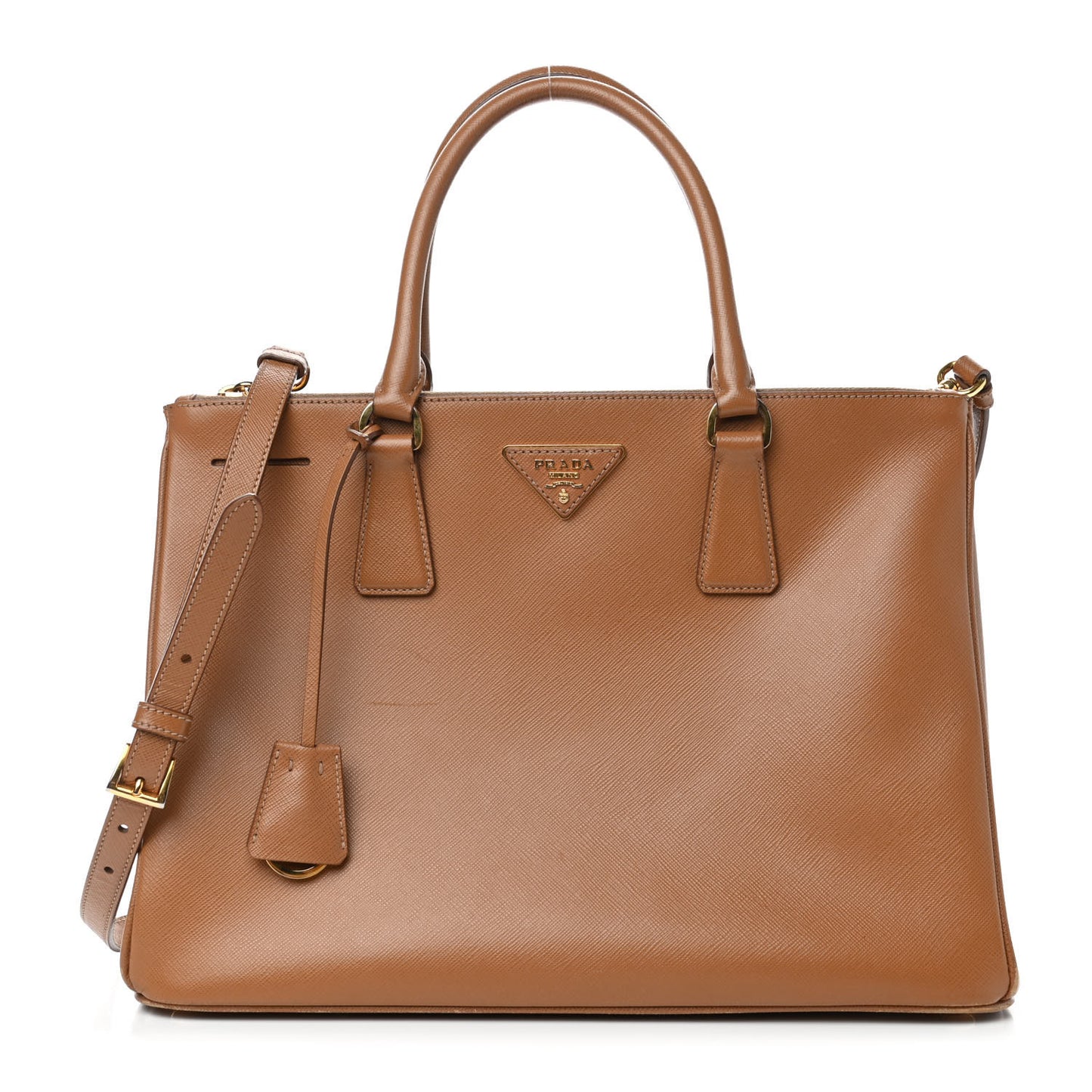 Saffiano Medium Galleria Double Zip Tote Caramel