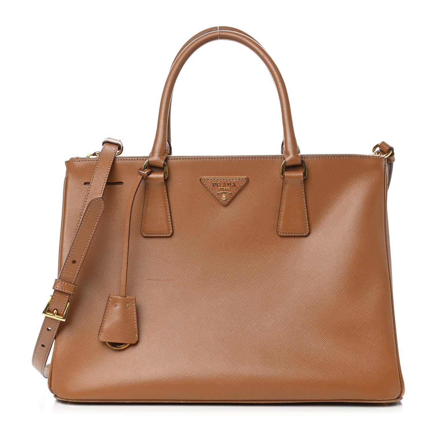 Prada Saffiano Medium Galleria Double Zip Tote Caramel 1 of 13