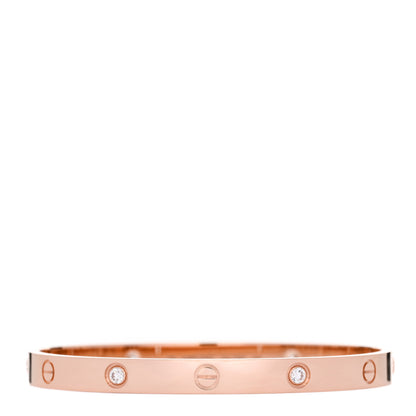 Cartier 18K Pink Gold 4 Diamond LOVE Bracelet 19 1 of 7