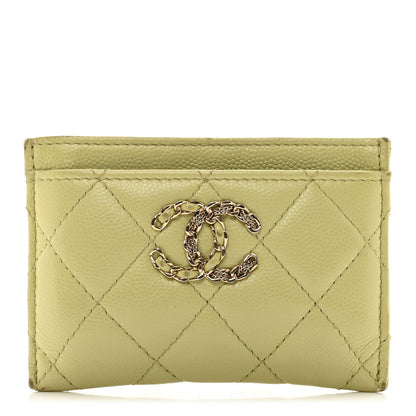 Chanel Caviar Quilted French New Wave Card Holder Light Green 1 of 11
