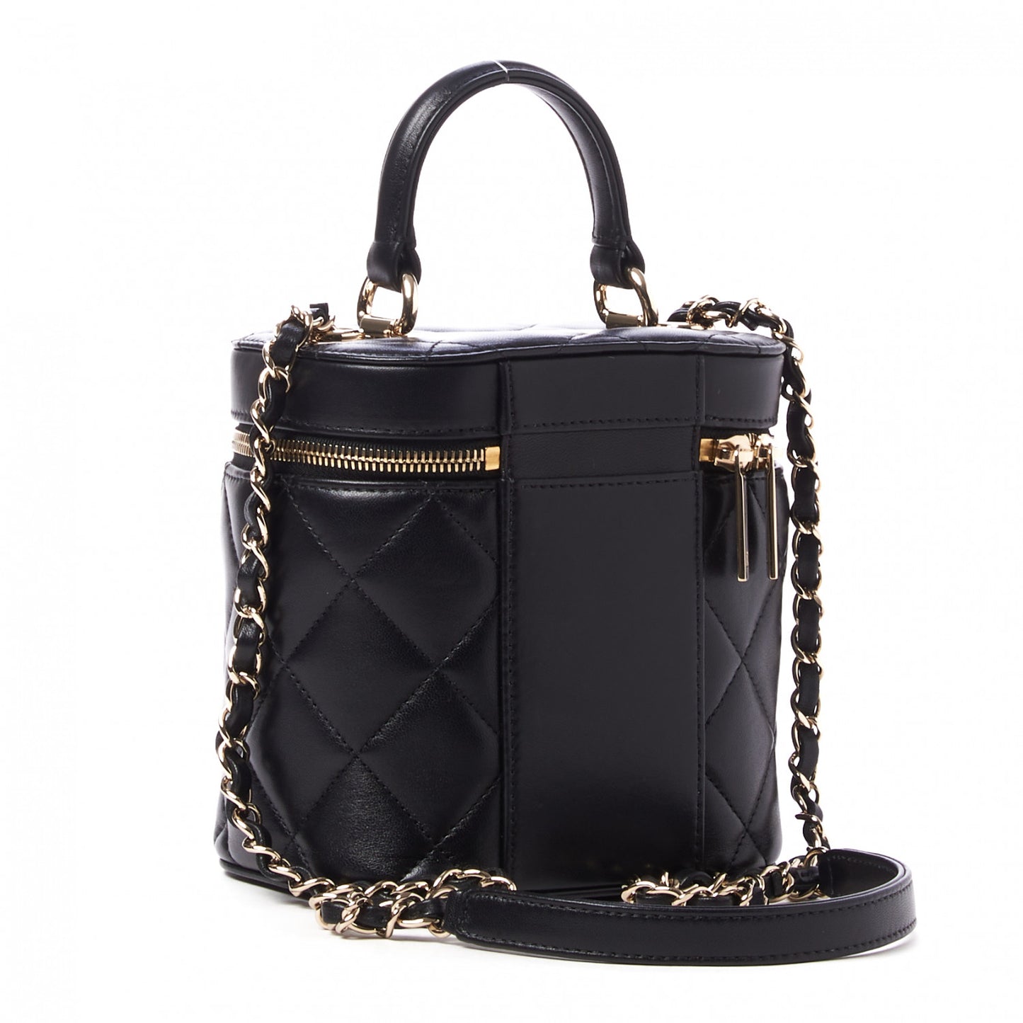 Lambskin Quilted Trendy Vanity Case Black