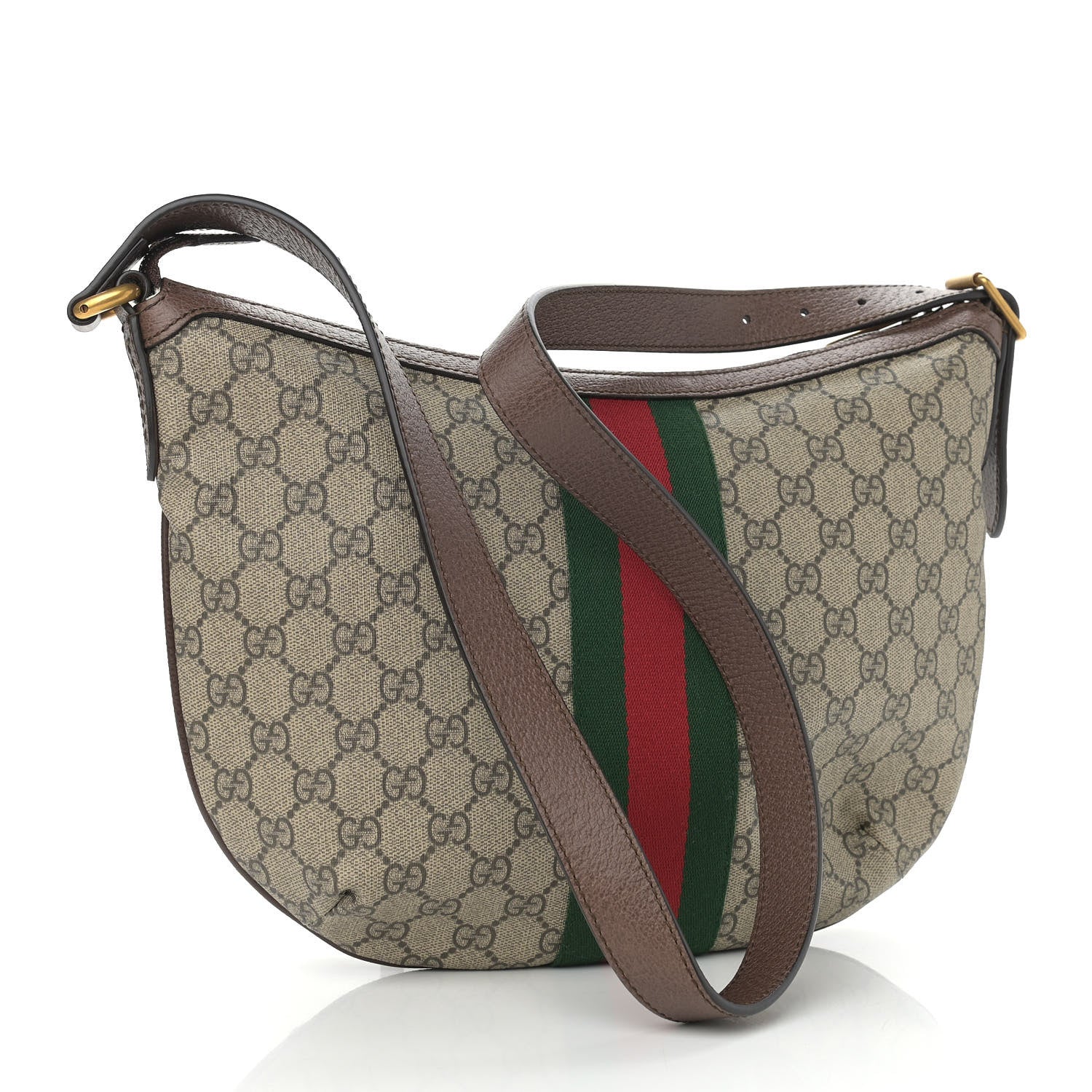 Gucci GG Supreme Monogram Web Small Ophidia Half Moon Hobo Brown 3 of 10