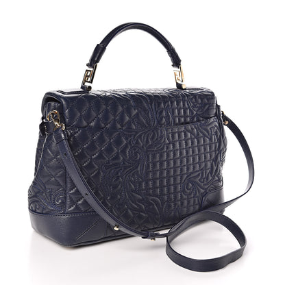Versace Barocco Quilted Nappa Altea Vanitas Satchel Blue 3 of 13