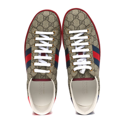 Gucci GG Supreme Monogram Ayers Web Mens New Ace Sneakers 9.5 Beige Ebony Red 2 of 11