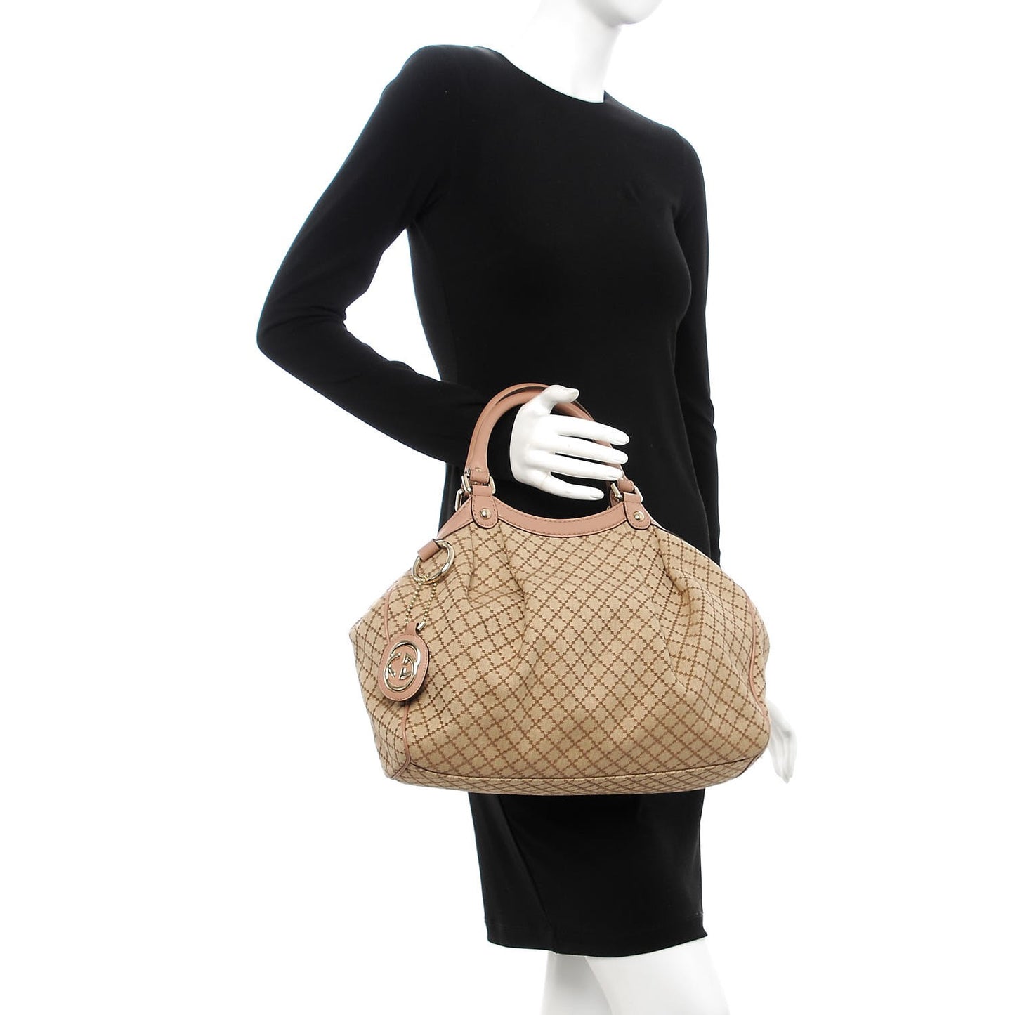 Diamante Medium Sukey Tote Beige