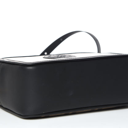 Fendi Glazed Fabric Vitello Century FF 1974 Stamp Patch Mini Camera Case Mogano Panna Black 10 of 12