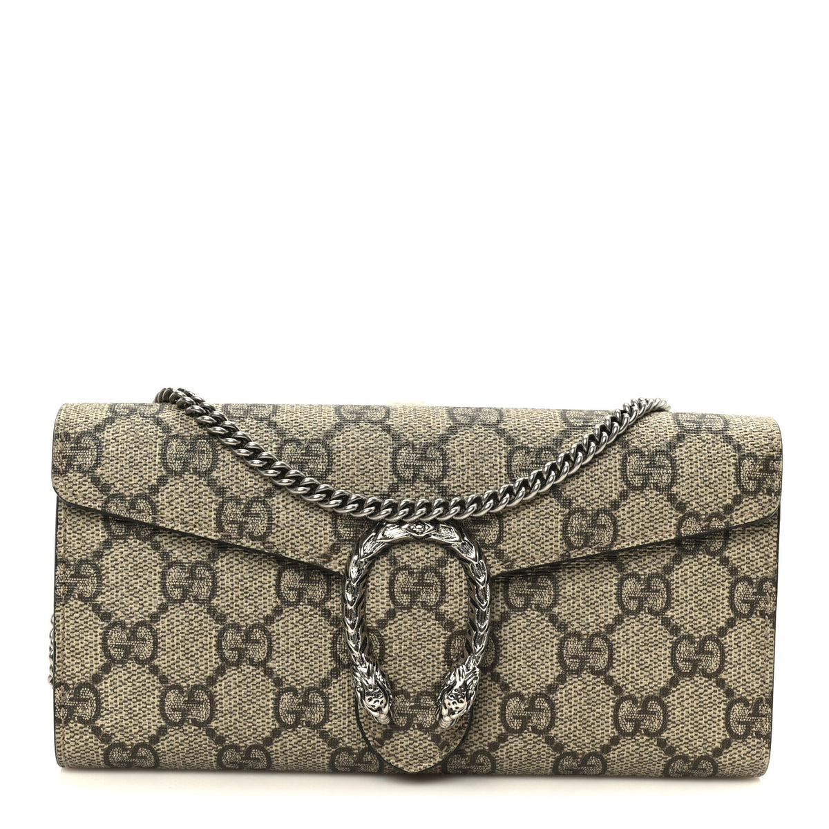 Gucci GG Supreme Monogram Dionysus Chain Clutch Wallet Beige Taupe 1 of 9