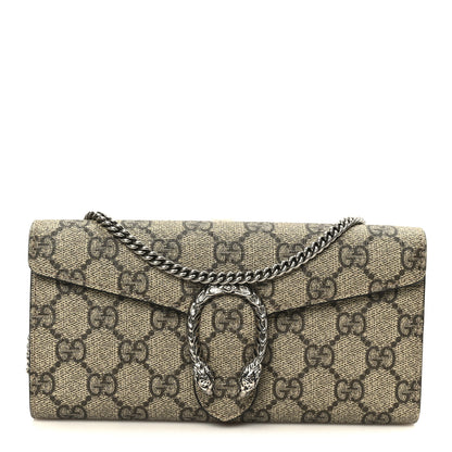 Gucci GG Supreme Monogram Dionysus Chain Clutch Wallet Beige Taupe 1 of 9