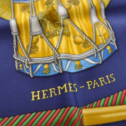 Hermes Silk Les Tambours Scarf 90 Bleu 5 of 7
