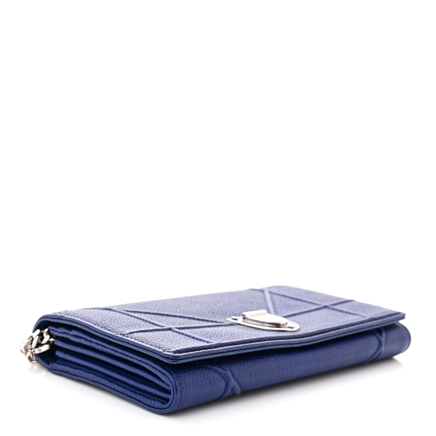 Christian Dior Grained Calfskin Diorama Wallet On Chain Blue 4 of 11