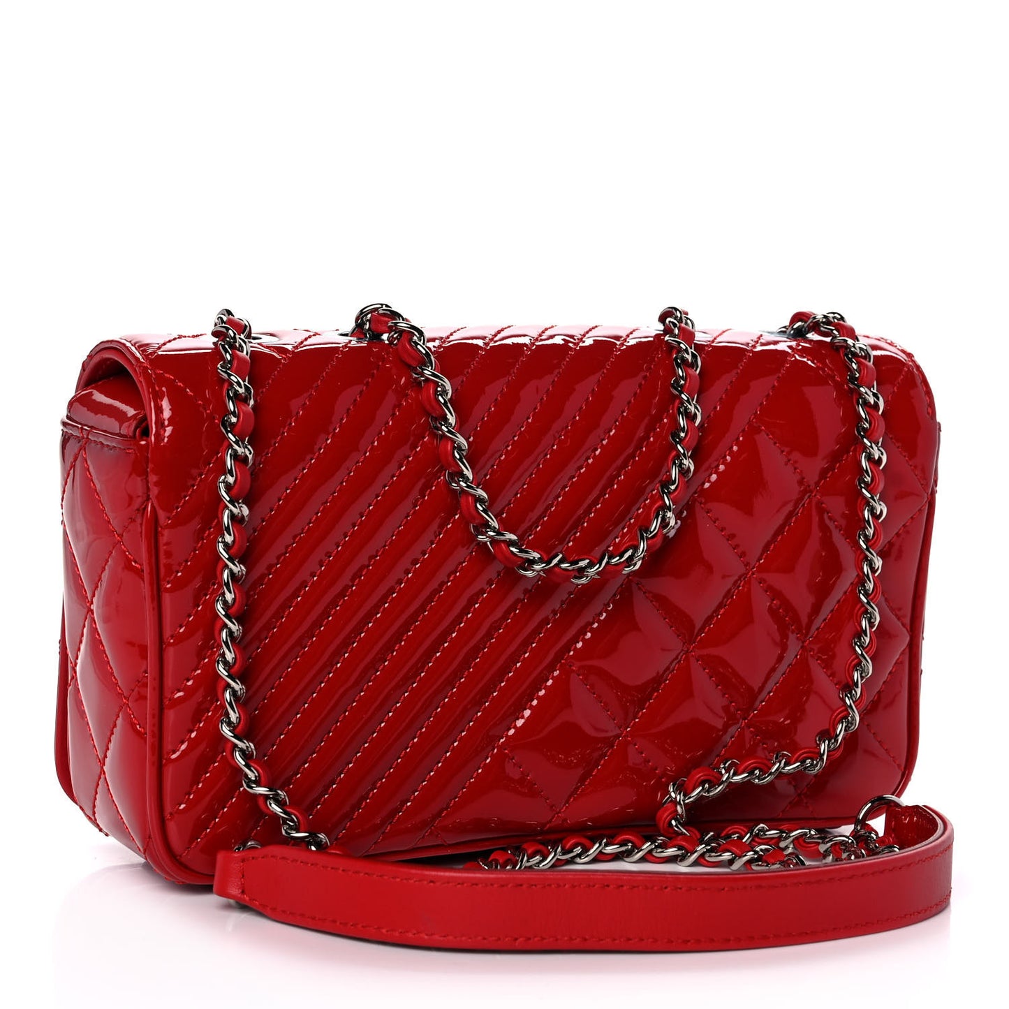 Patent Quilted Small Coco Boy Flap Red