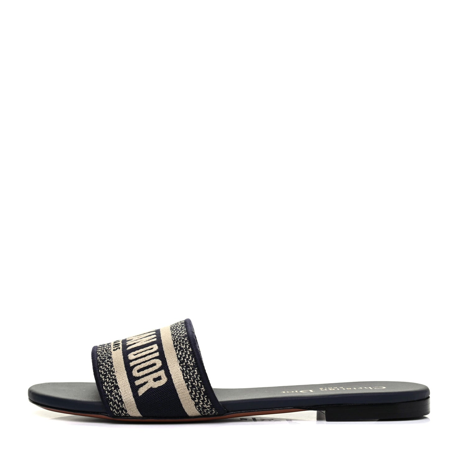 Canvas Embroidered Dway Mules Slide Sandals 38 Deep Blue