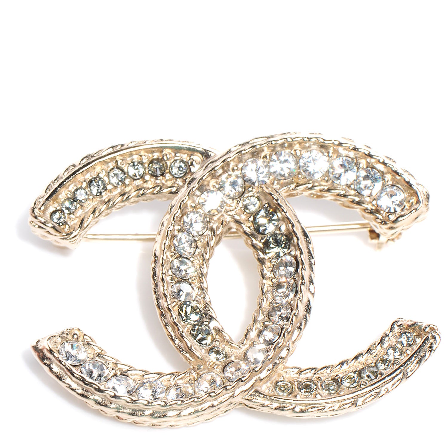 Chanel Crystal Large CC Brooch Gold 1 of 6