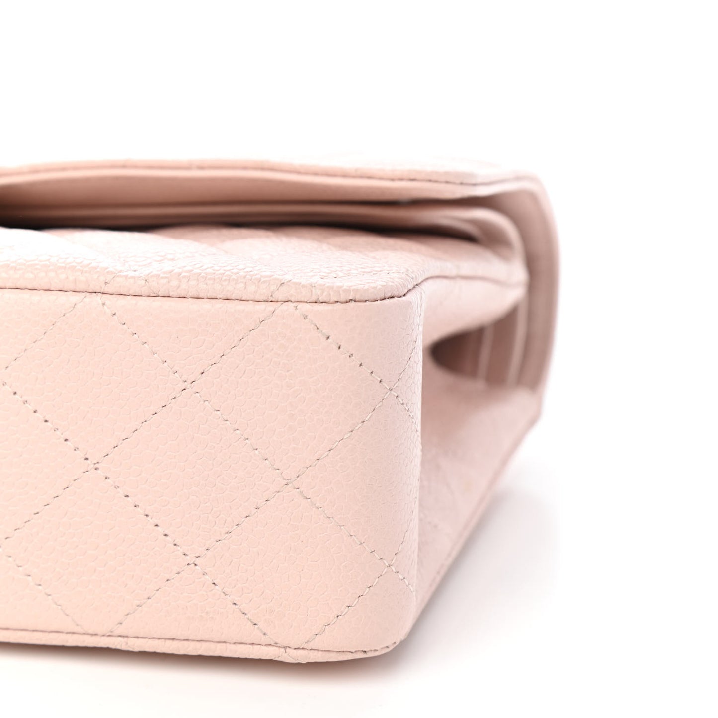 Caviar Quilted Medium Double Flap Light Pink