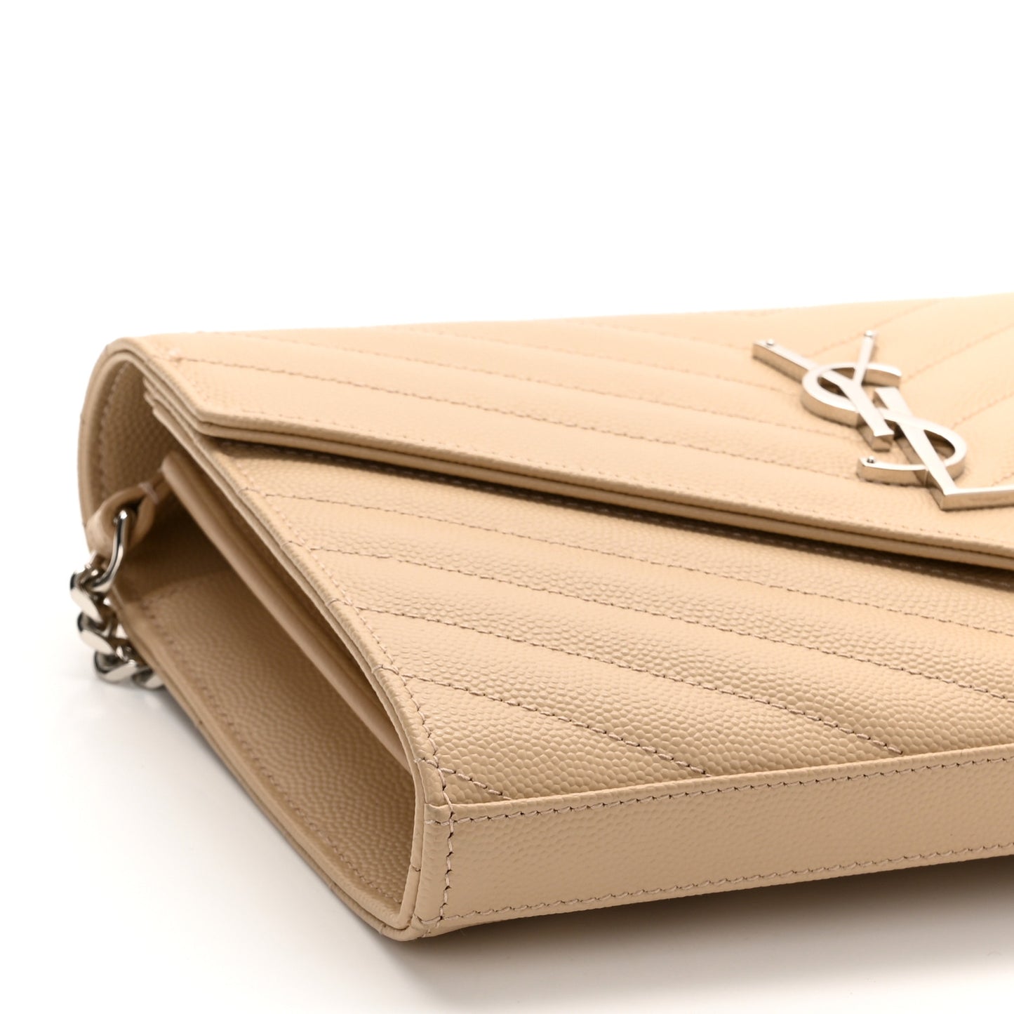 Grain De Poudre Matelasse Chevron Monogram Chain Wallet Nude Powder