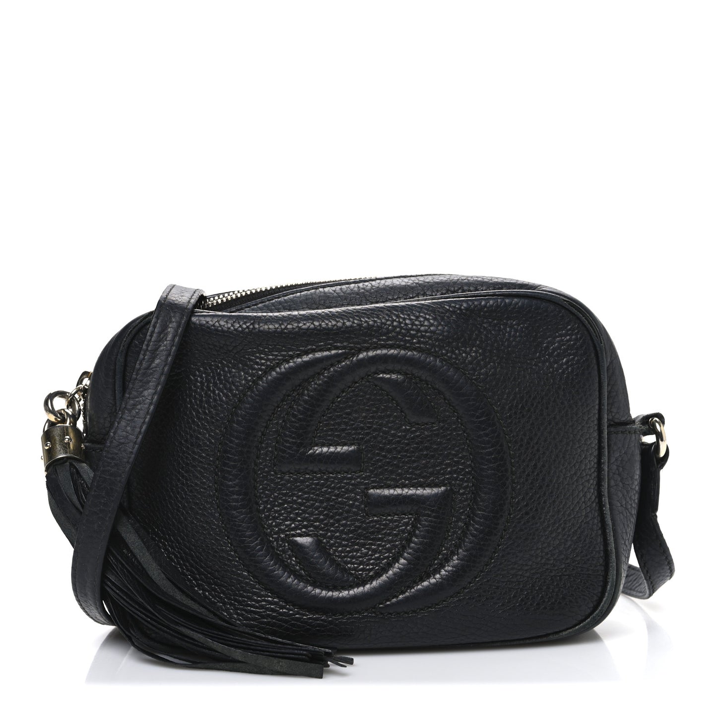 Pebbled Calfskin Small Soho Disco Bag Black