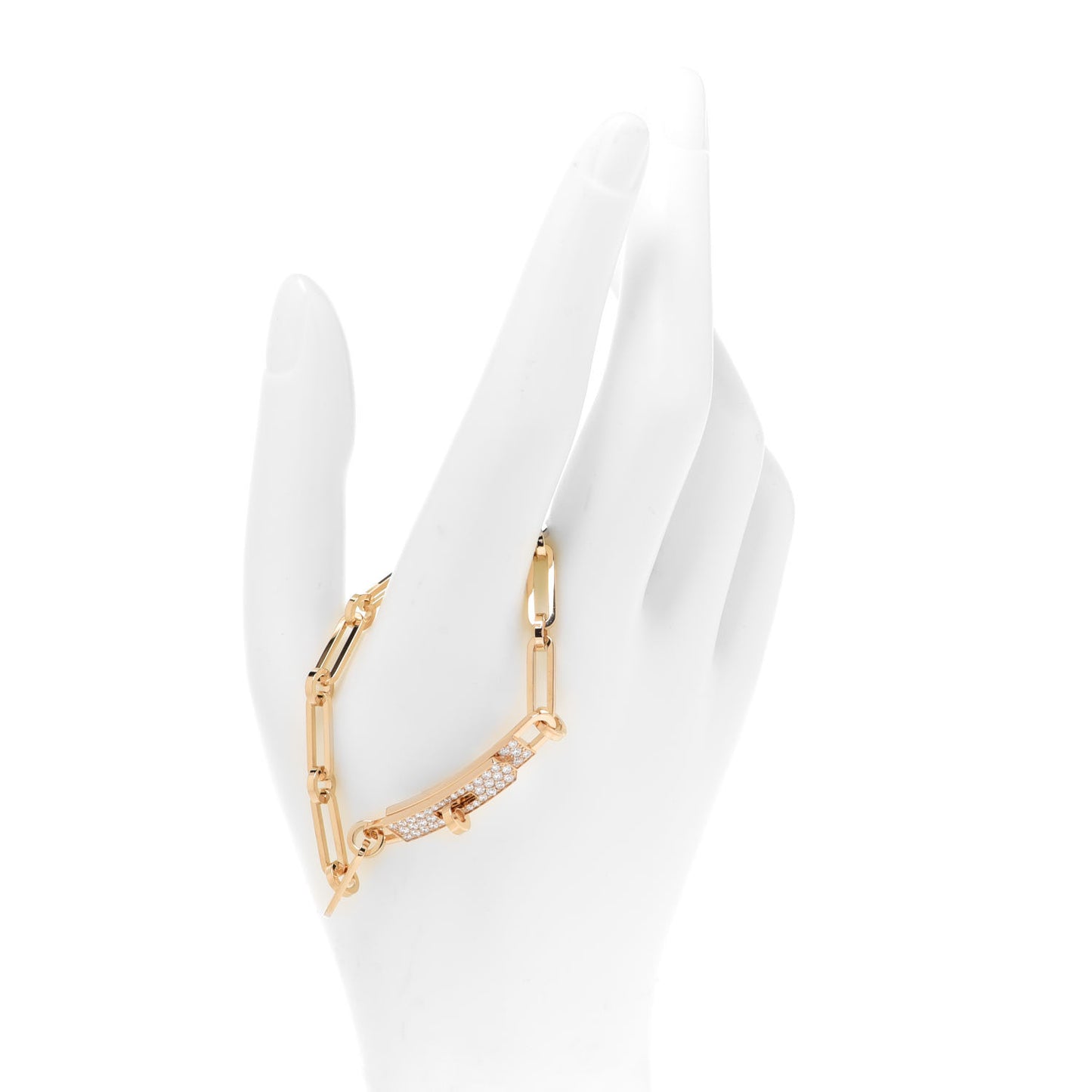 18K Yellow Gold Diamond Pave PM Kelly Chaine Bracelet ST