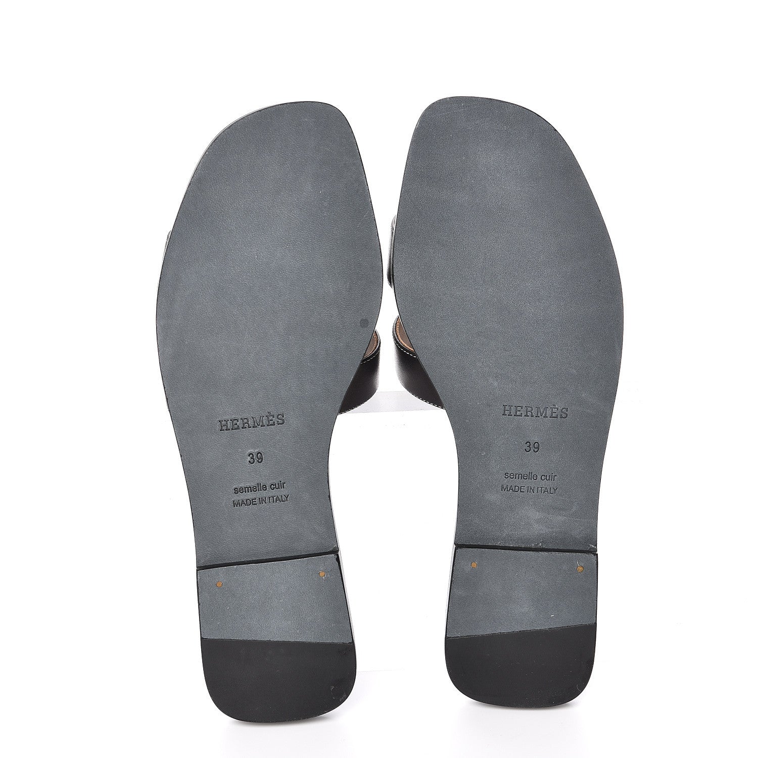 Hermes Box Calfskin Oran Sandals 39 Black 5 of 10