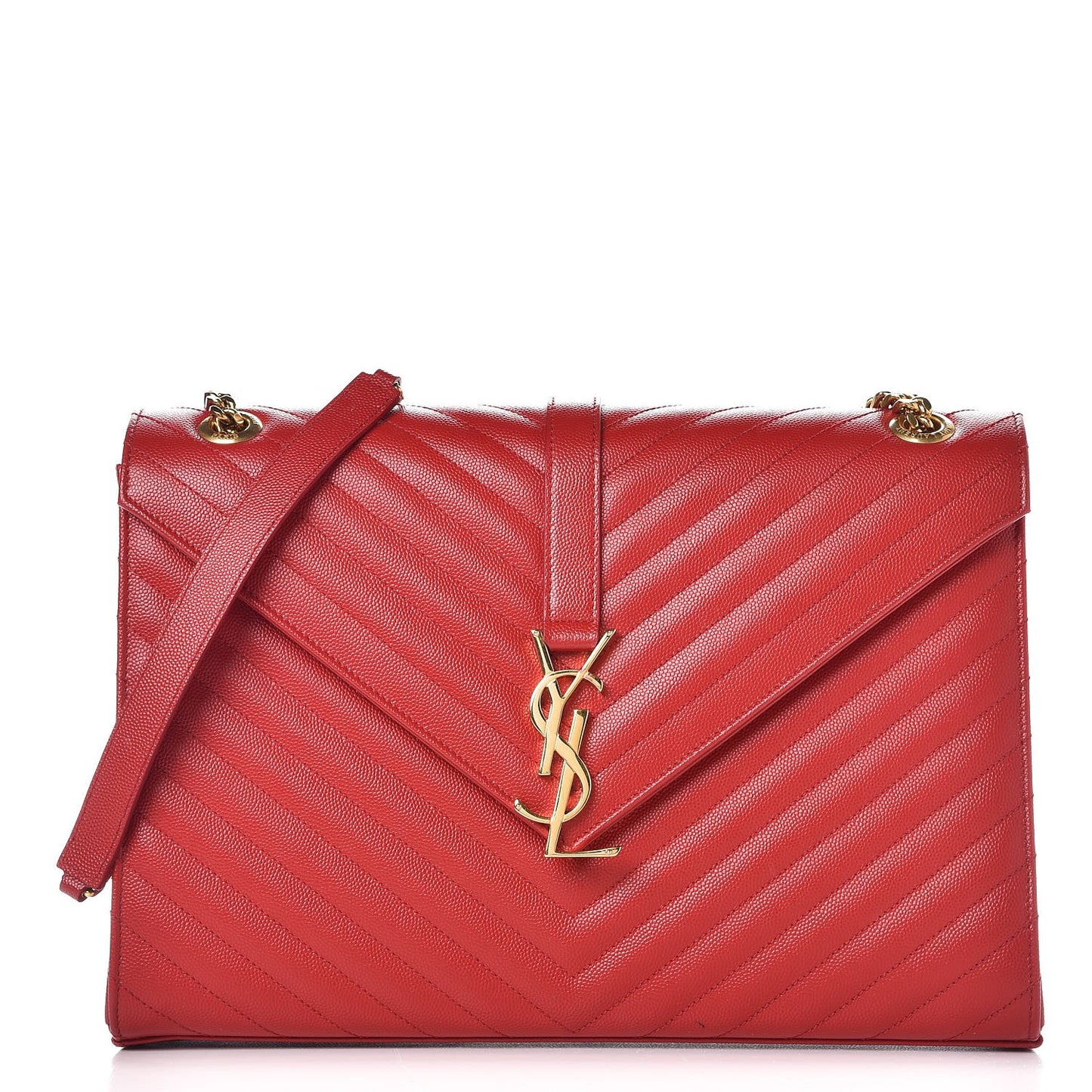 Grain De Poudre Matelasse Chevron Large Monogram Satchel Lipstick Red