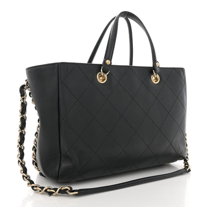 Chanel Bullskin Stitched Small Shopping Tote Black 3 of 12