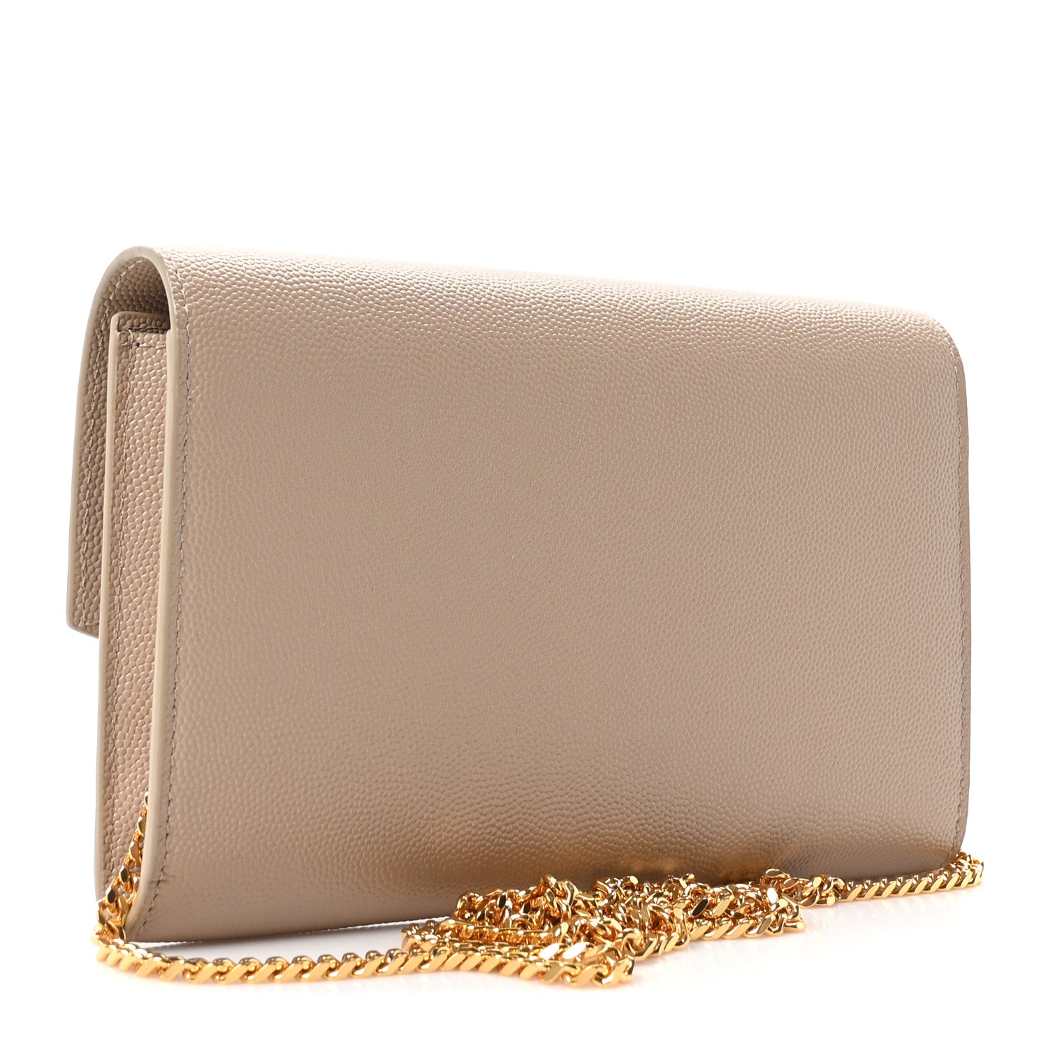Saint Laurent Grain De Poudre Monogram Uptown Chain Wallet Dark Beige 3 of 11